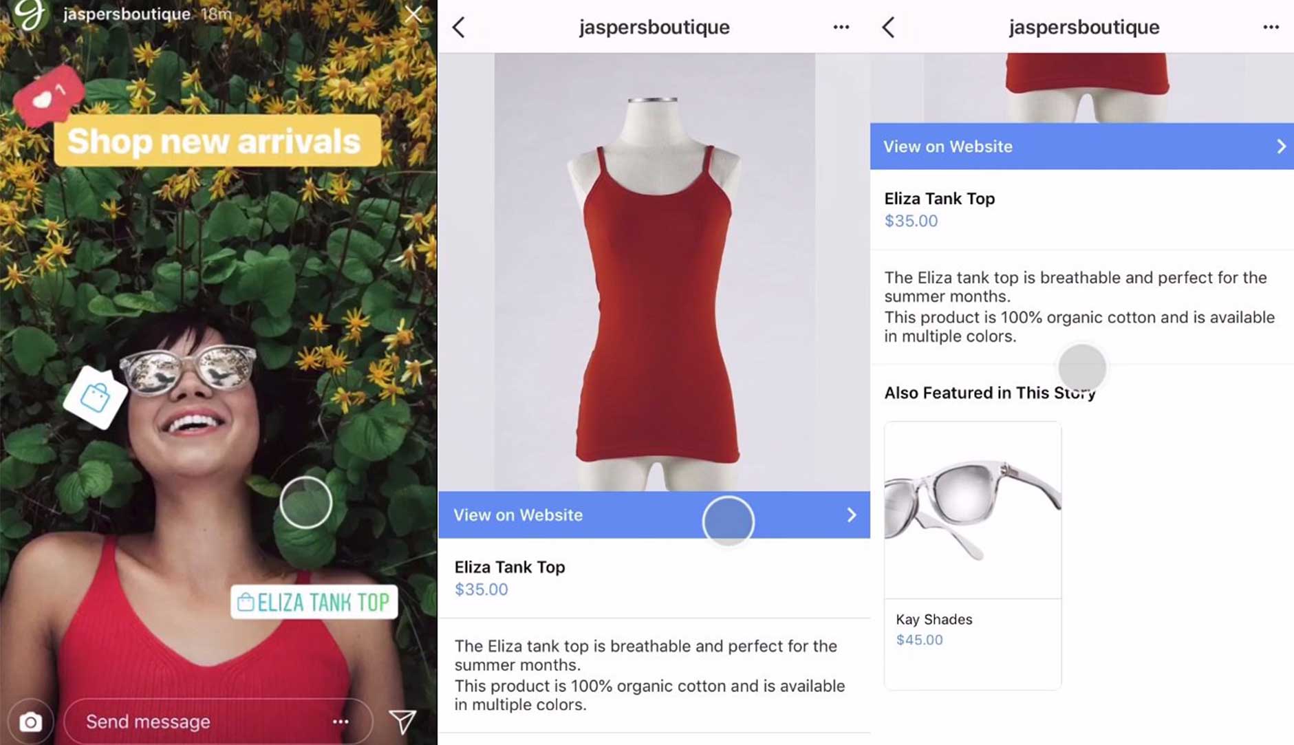 product stickers on Instagram