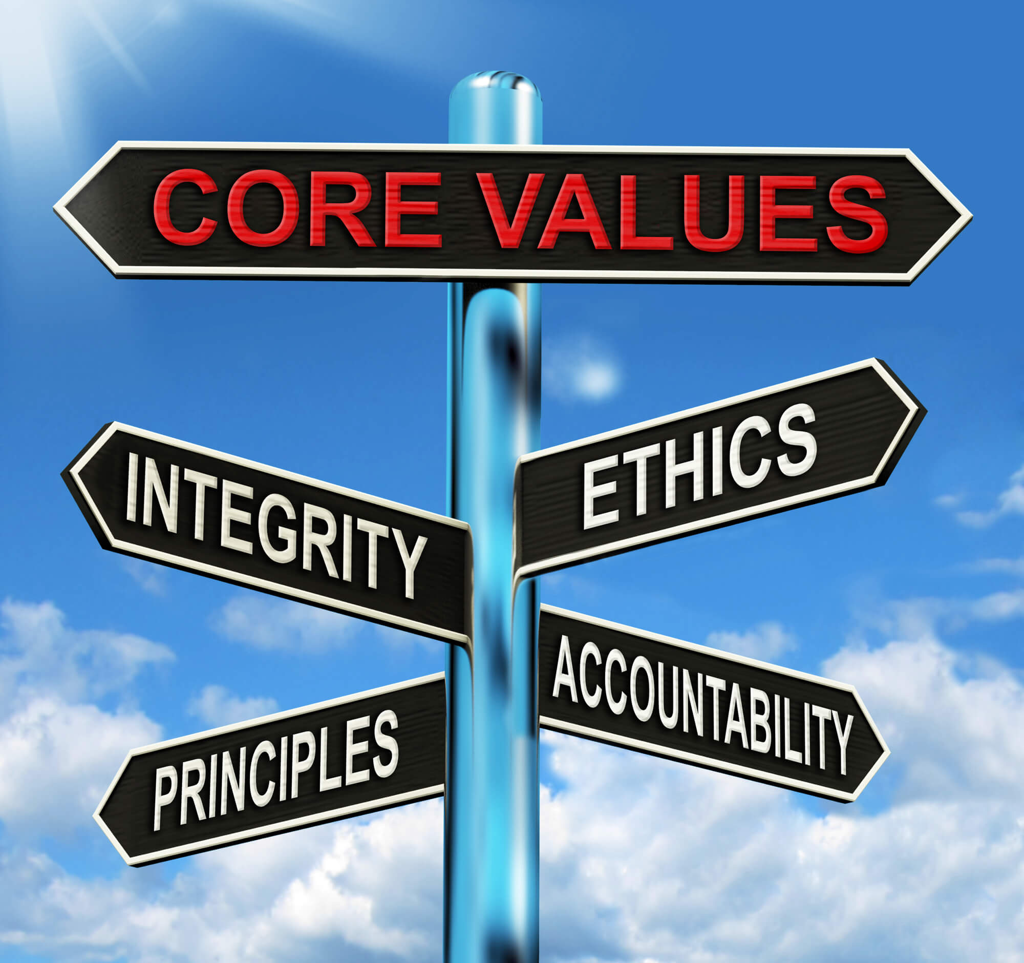 a post with different core values