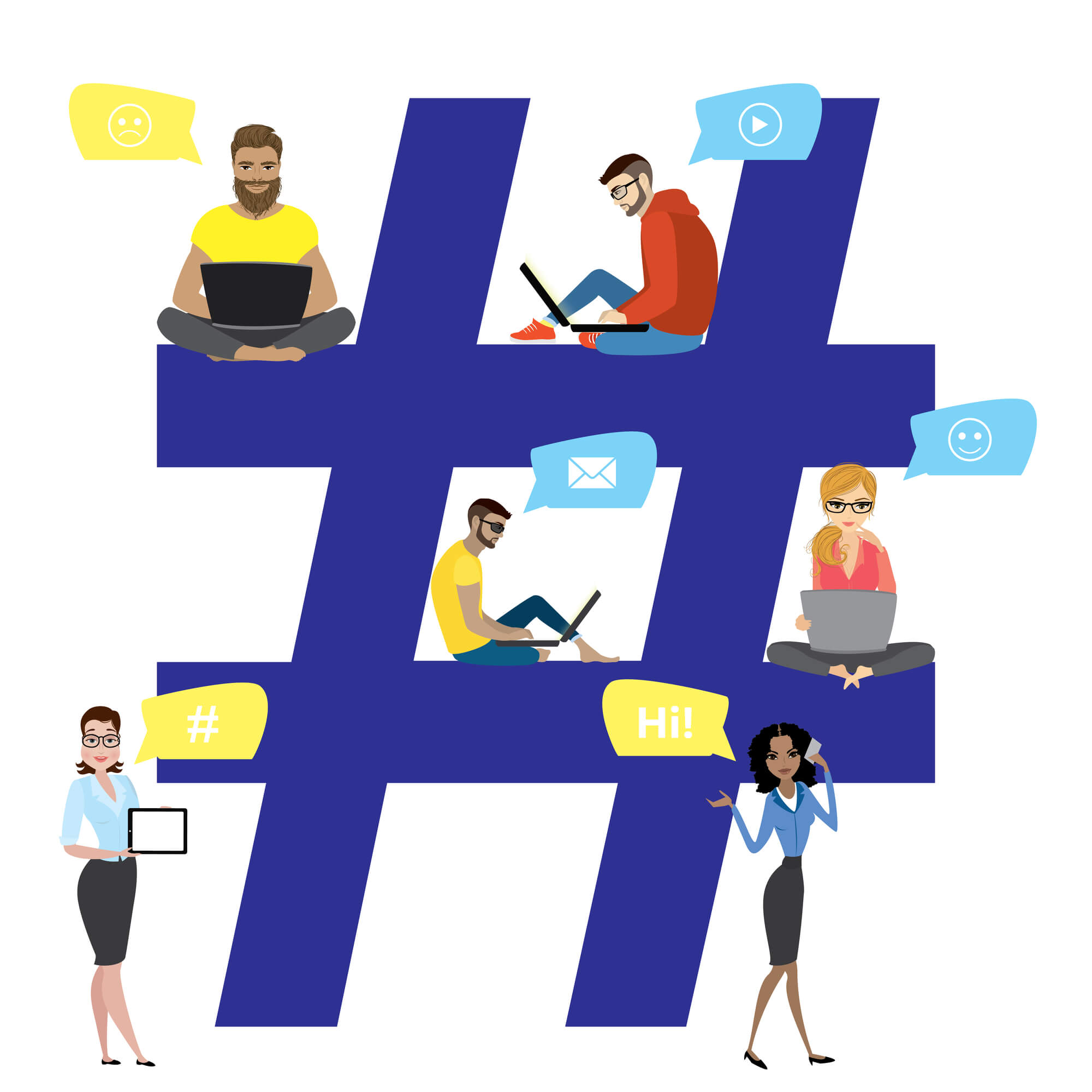 Marketers from a Local SEO in Miami thinking about the appropriate hashtag to use for client 