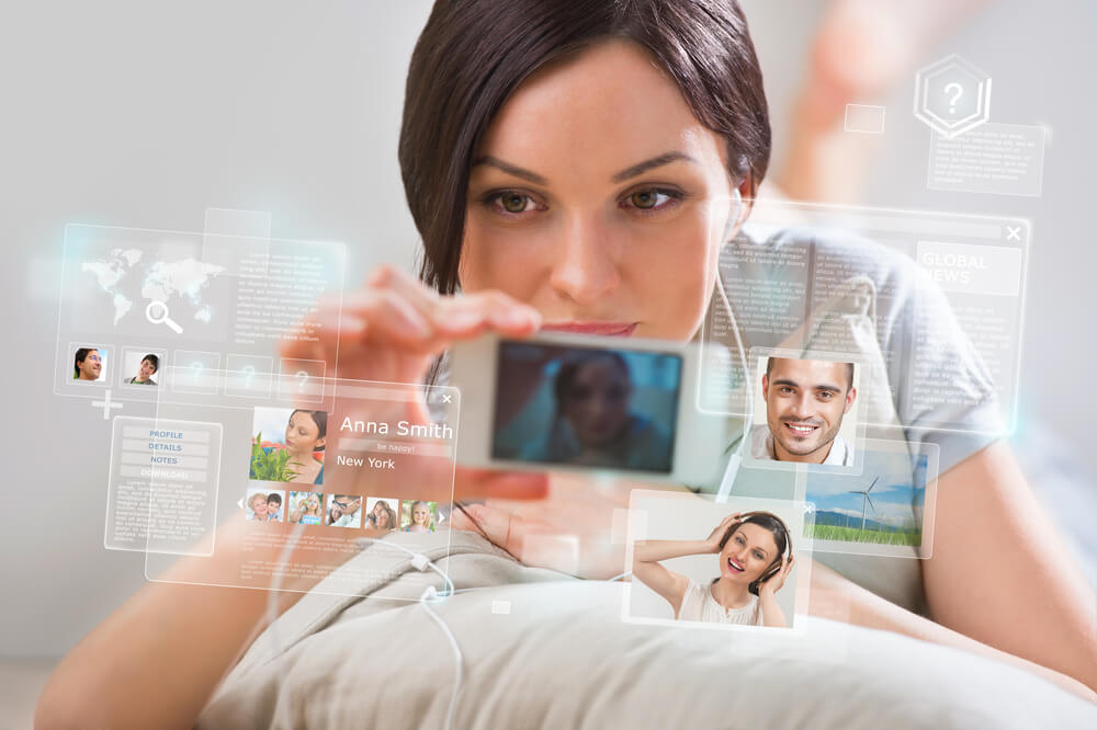 woman using social media on her smartphone