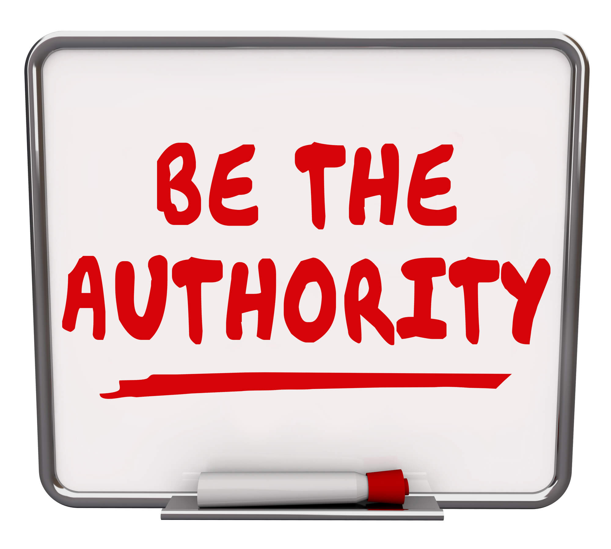 "be the authority" written on a whiteboard