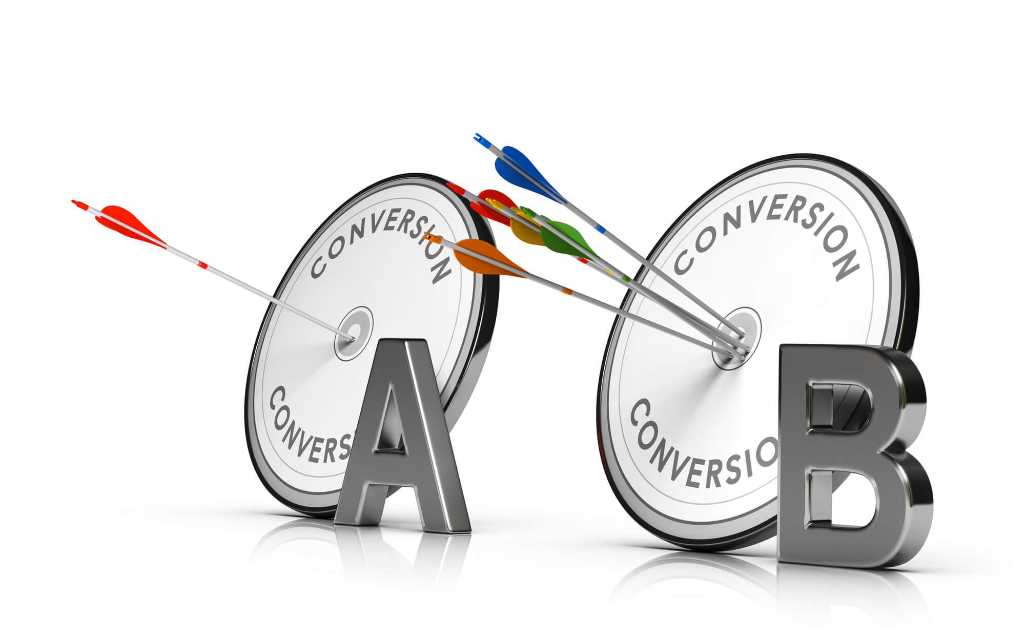 two "conversion rate" target boards A/B, with B having more conversions than A