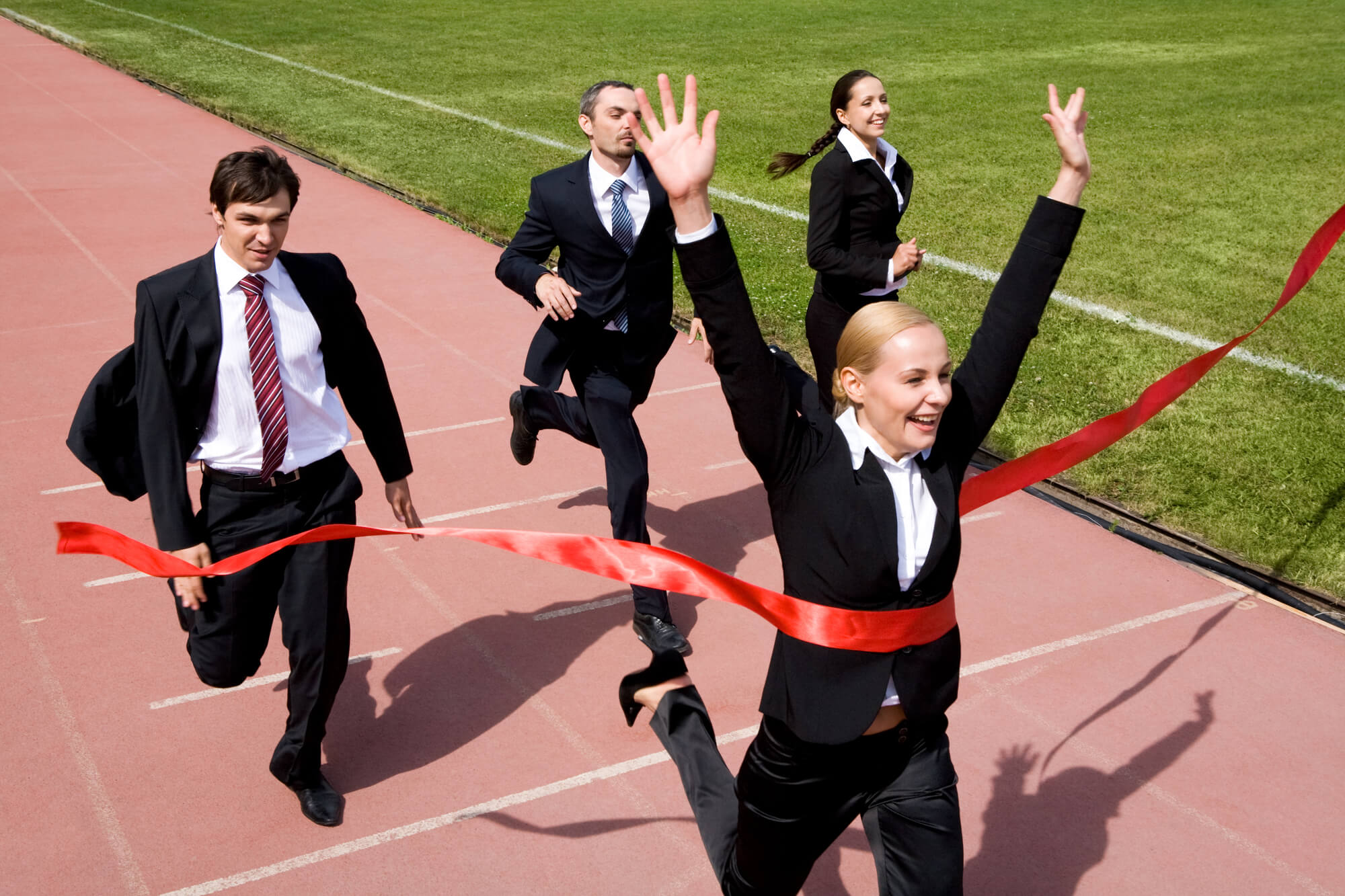businessmen racing in the track