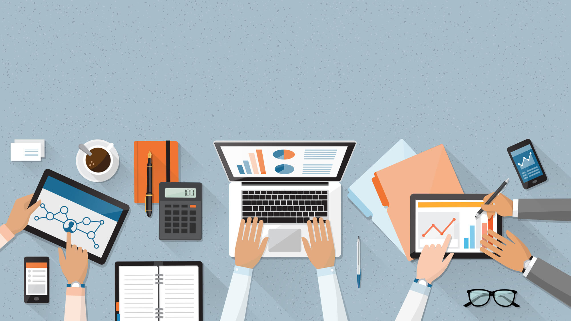 group of marketers from an internet marketing company in Miami using technology to create more effective campaigns