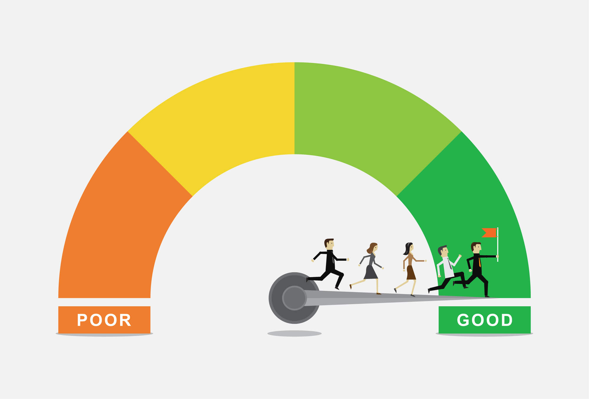 Vector of people running on "good" in a meter