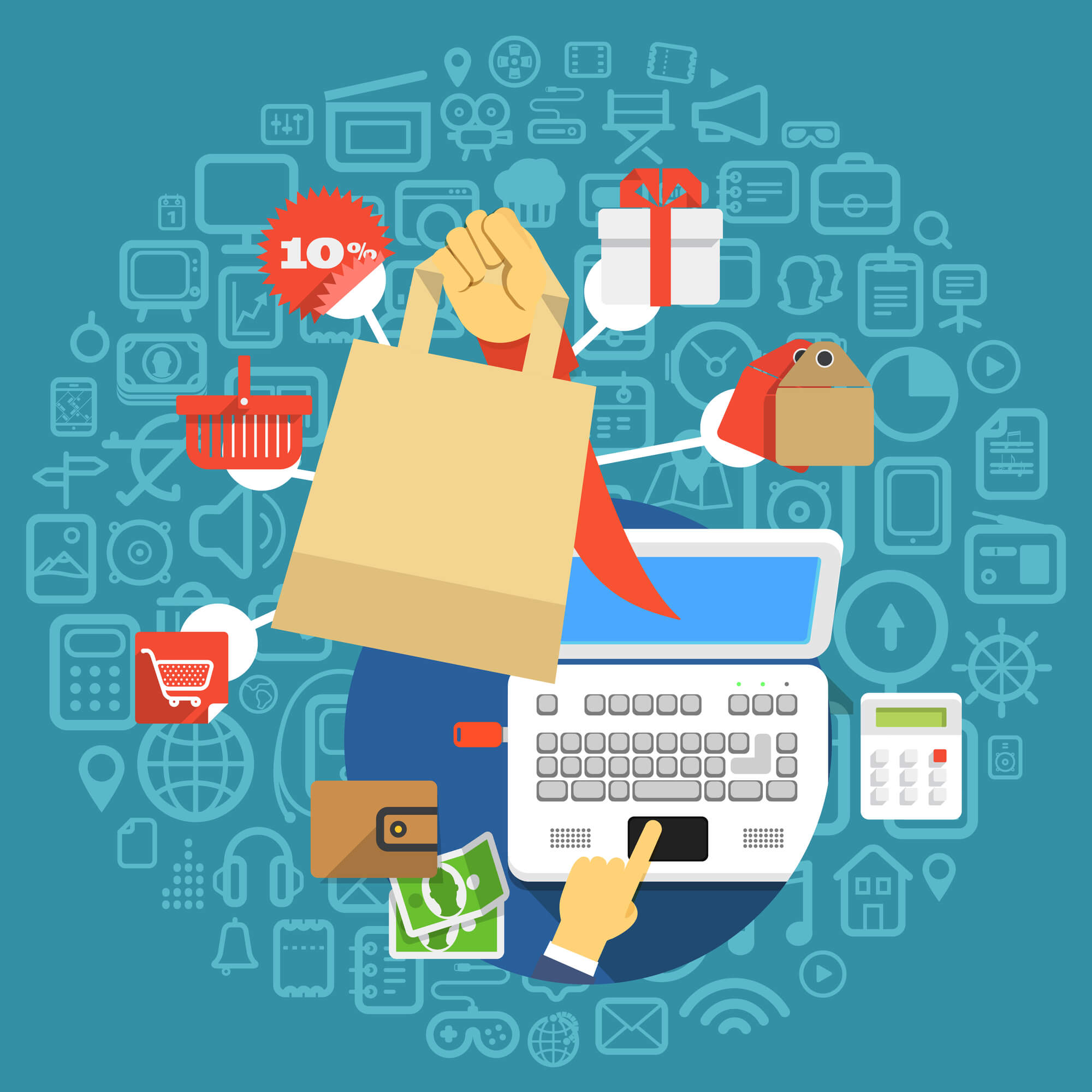 illustration of modern social shopping. 