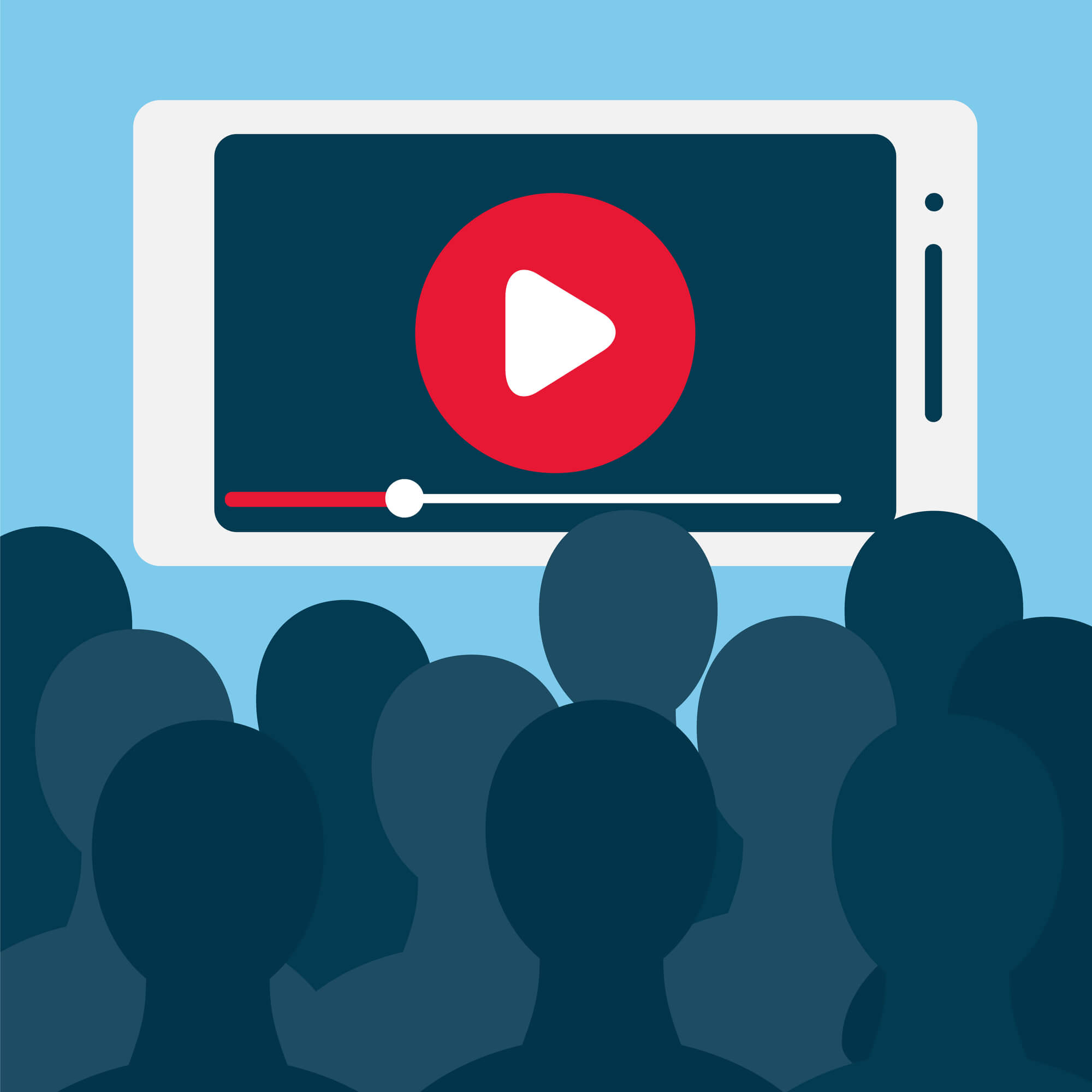 crowd watching a video via smartphone