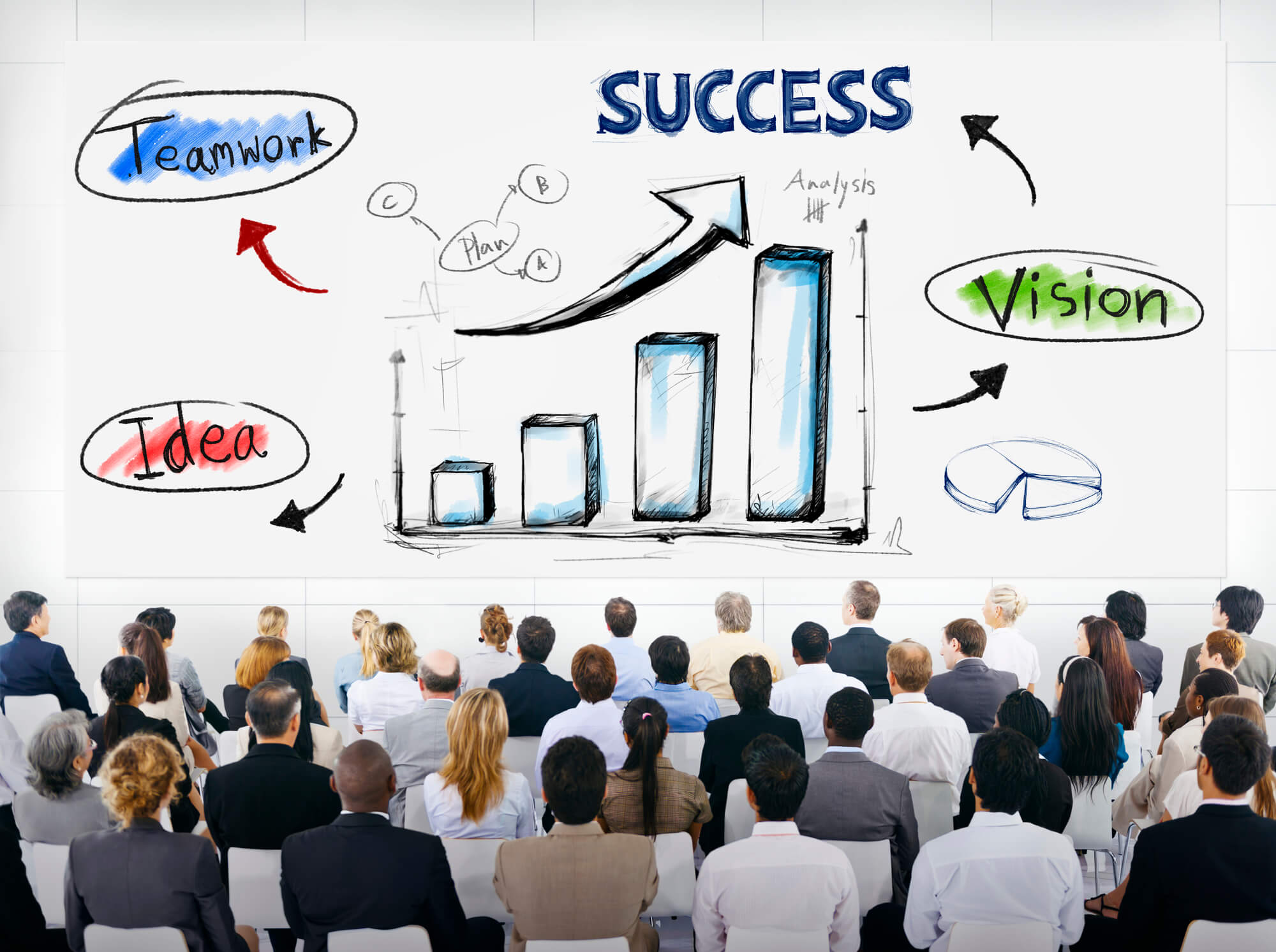 group of professionals gathered in a business event