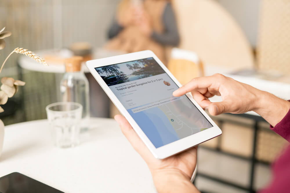 scrolling through a dynamic web design in West Palm Beach on a tablet screen