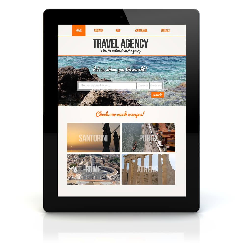 screenshot of a travel agency website created by a SEO company in Miami with different visual elements 