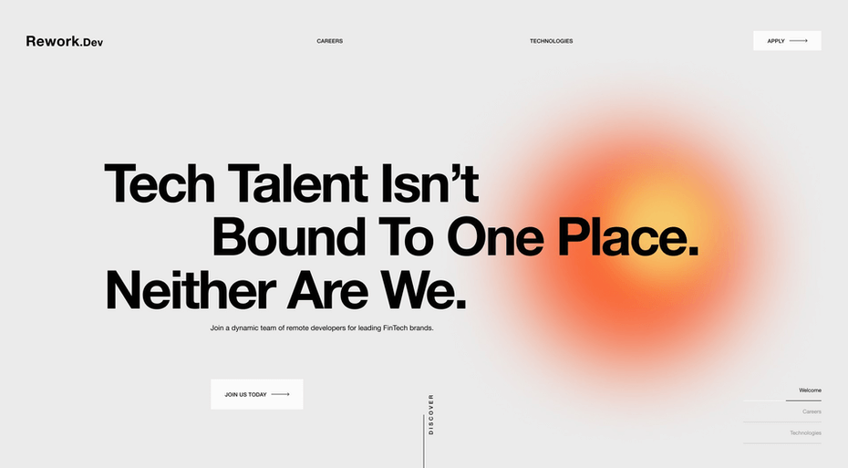 oversized typography-led hero image website design in  Miami