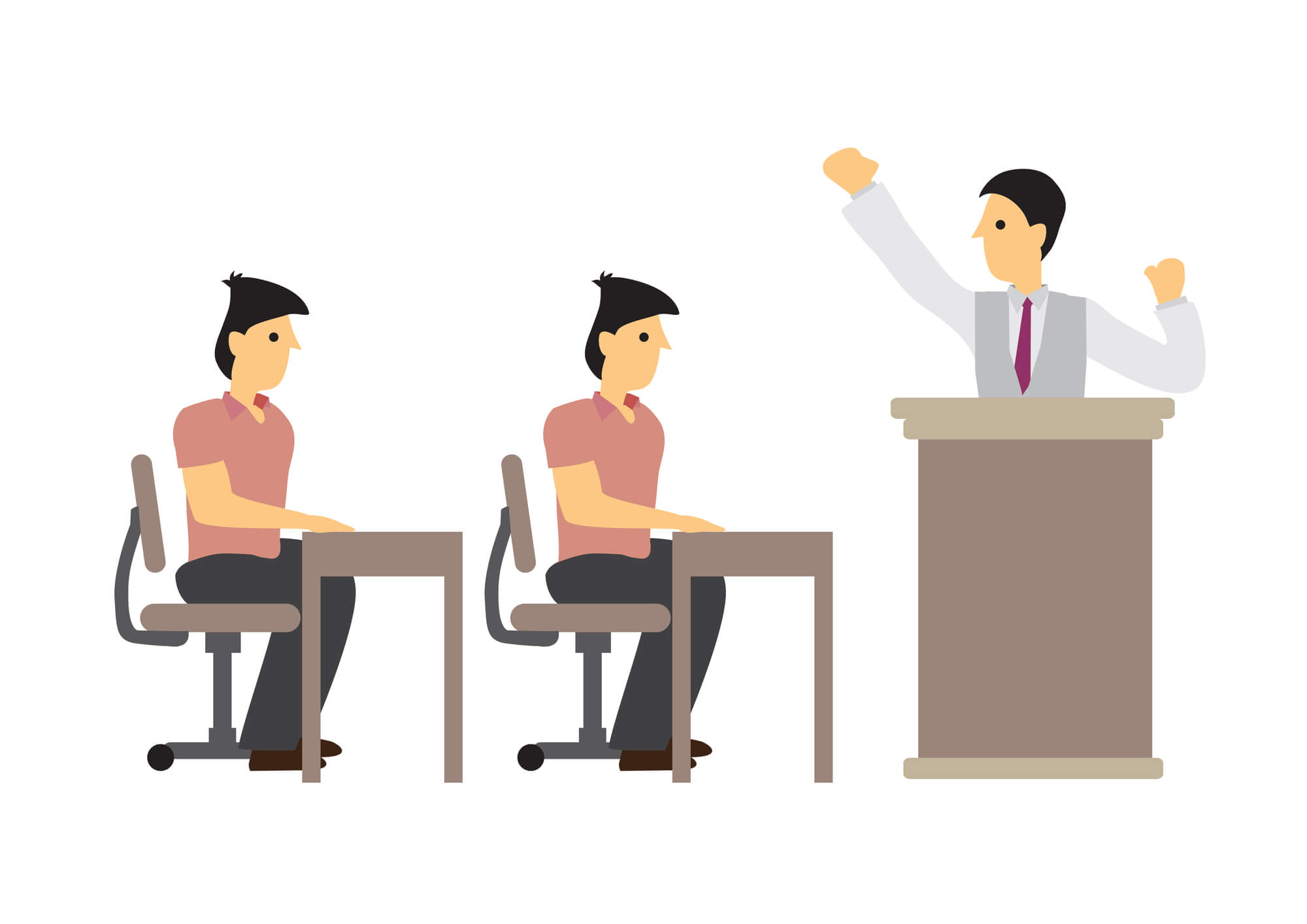 leader motivating two employees