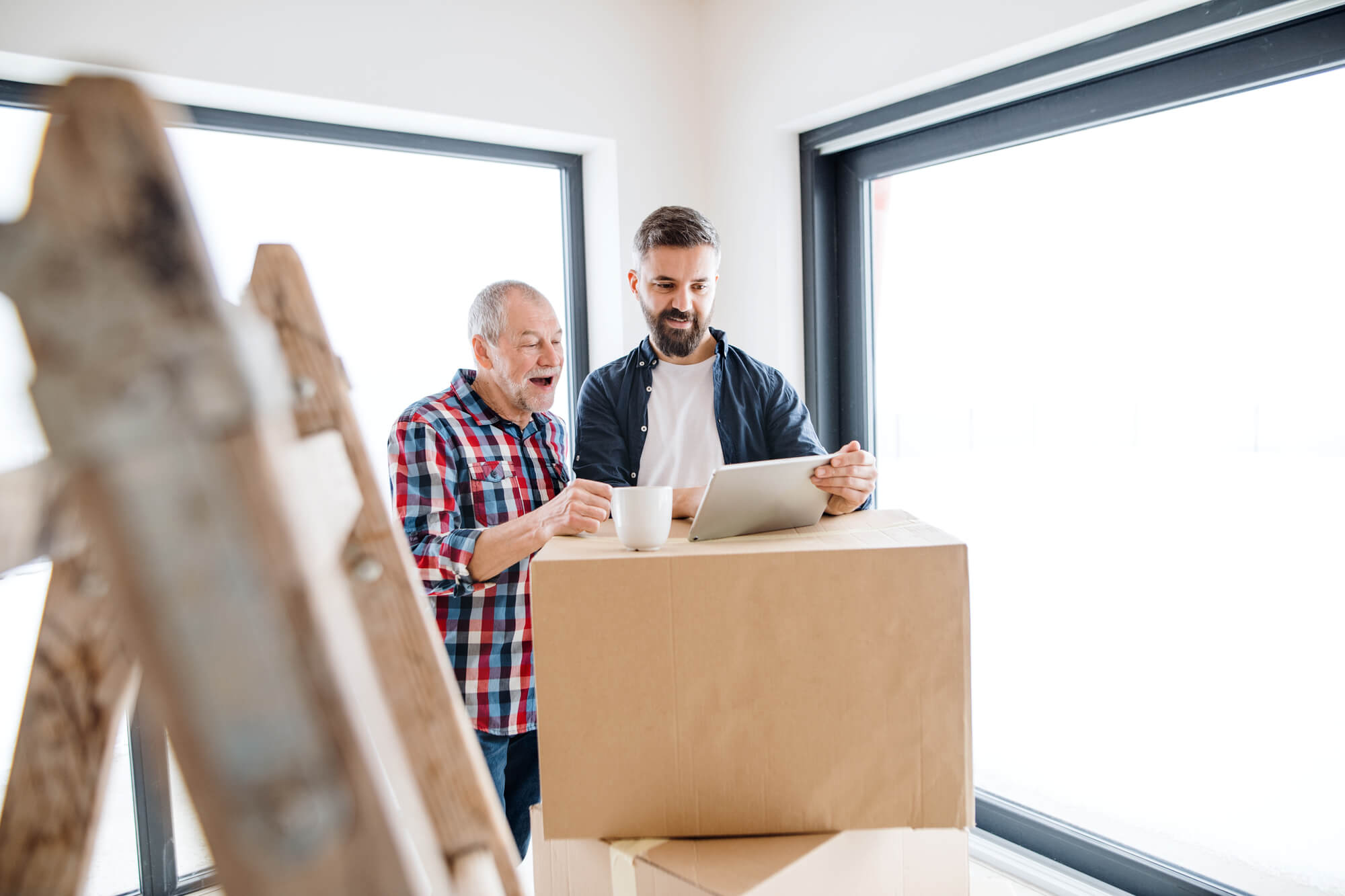A flooring man interacting with a client