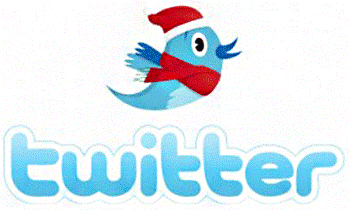 twitter logo wearing a Christmas hat 
