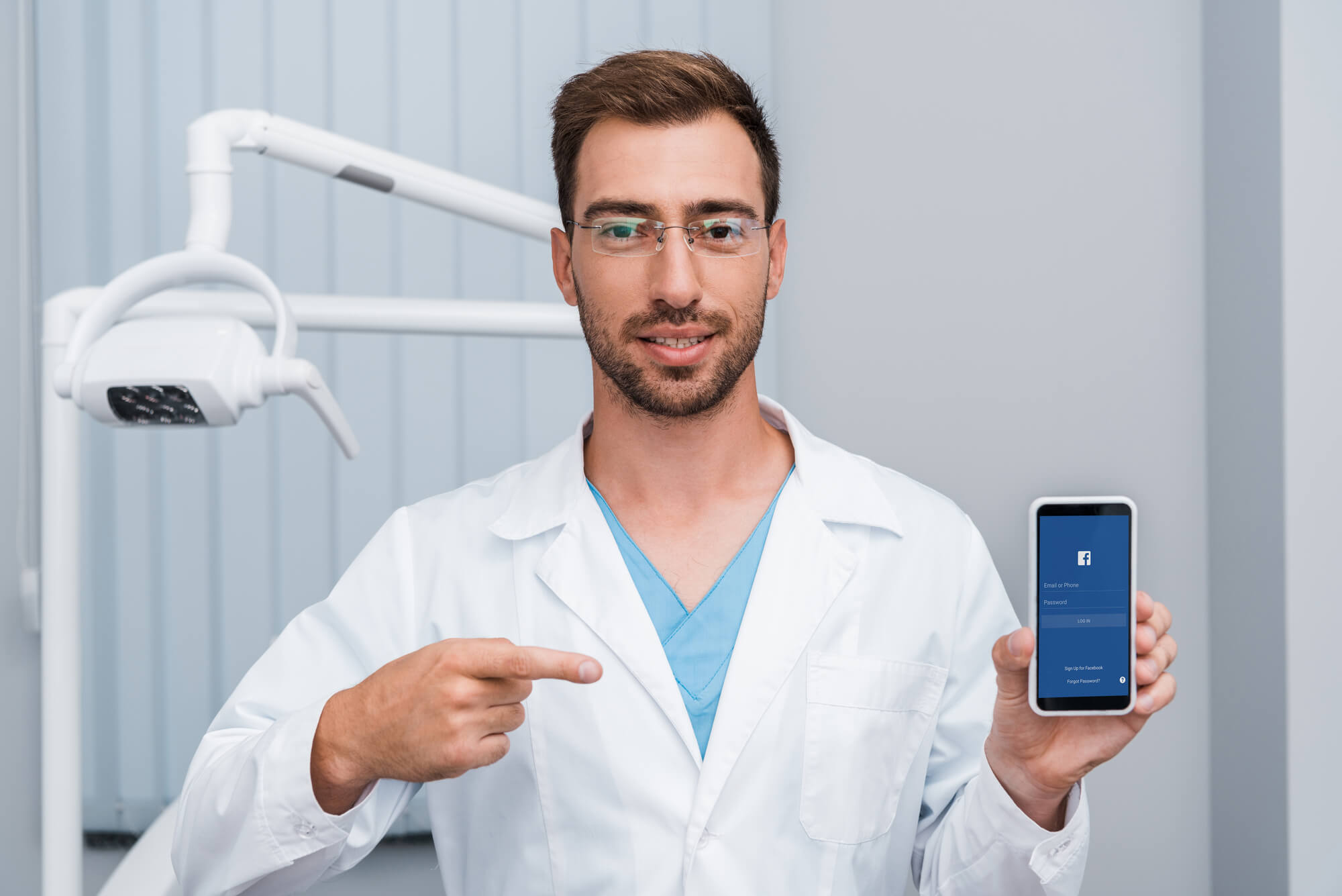 dentist logging in on facebook