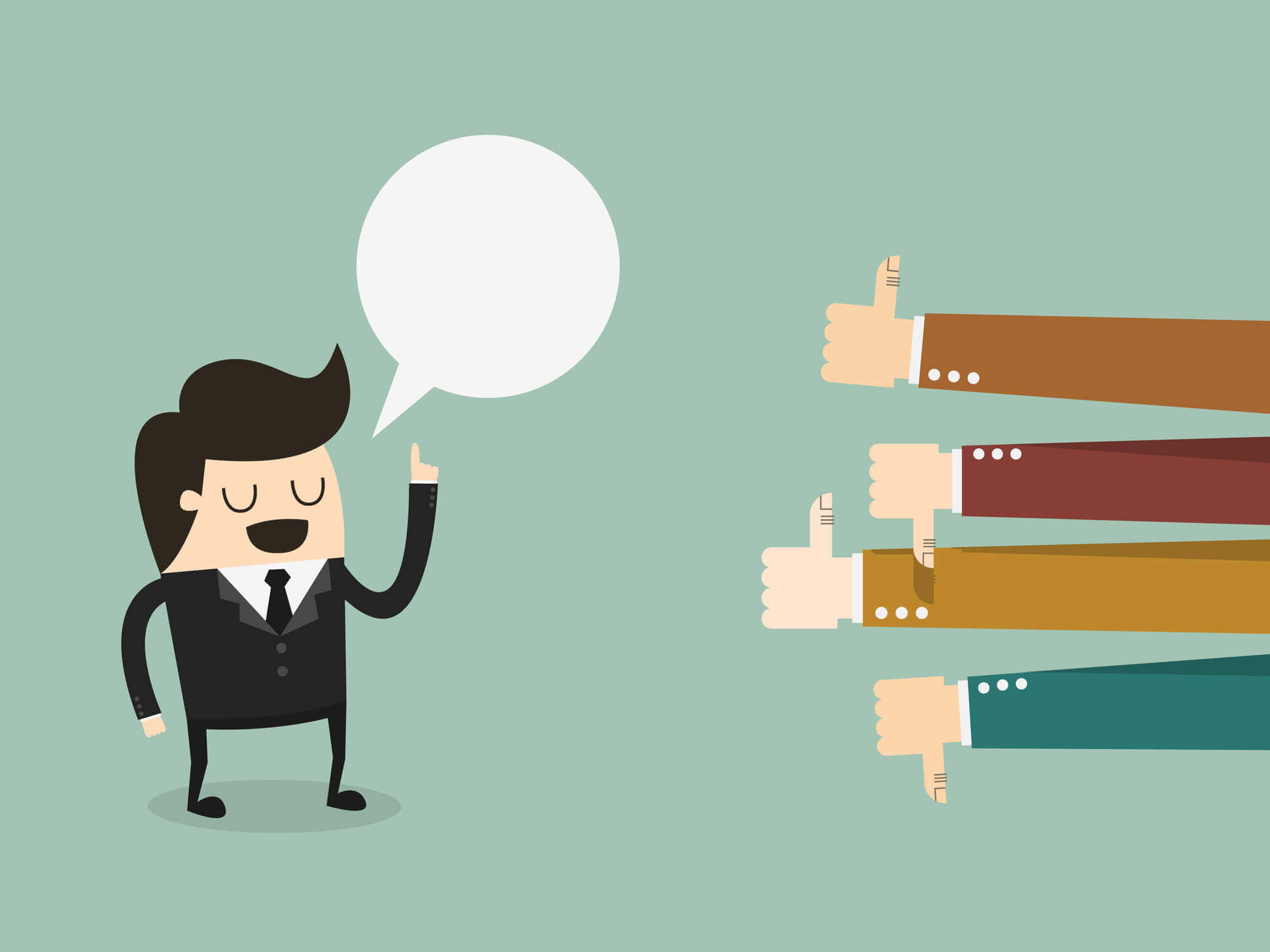 businessman trying to respond to feedback