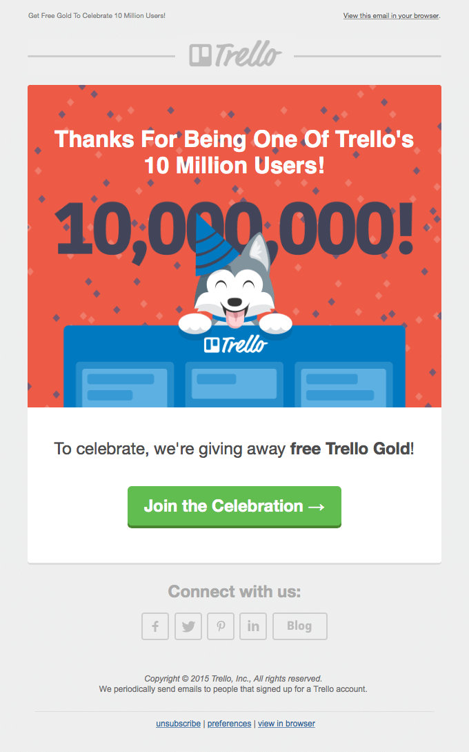 thank you email from Trello