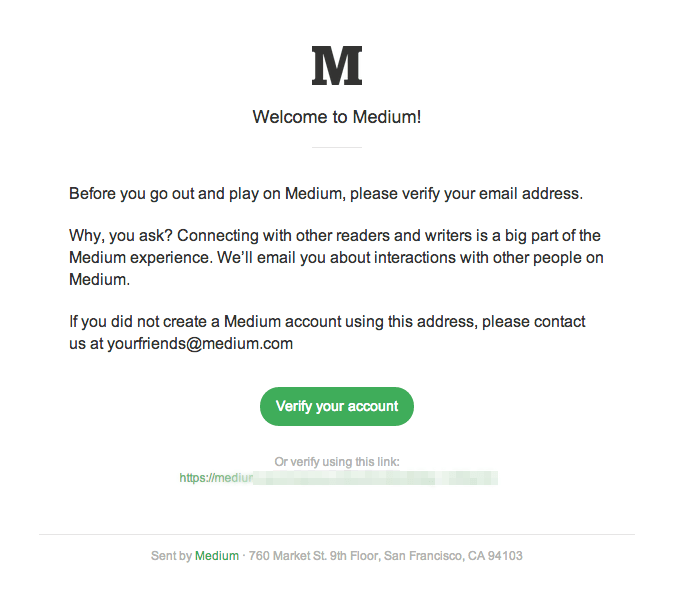 medium email confirmation notification