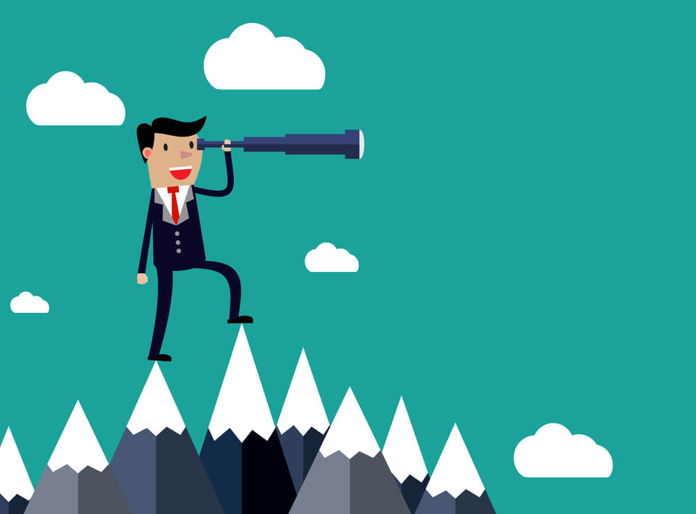 businessman in the mountains using telescope to search miami digital marketing