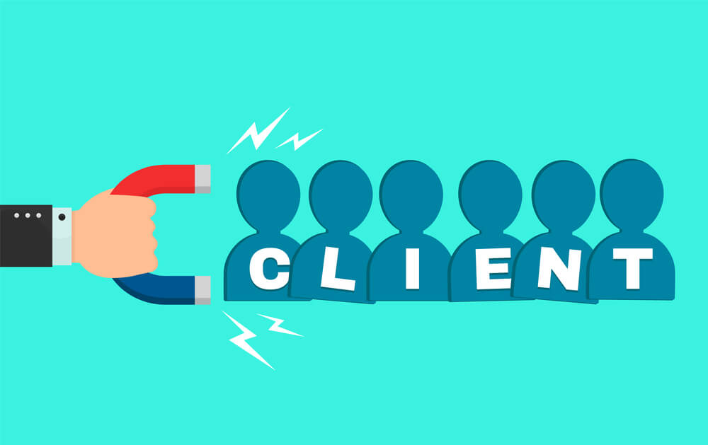 business-man-with-magnet-attracting-clients-using-SEO-for-contractors