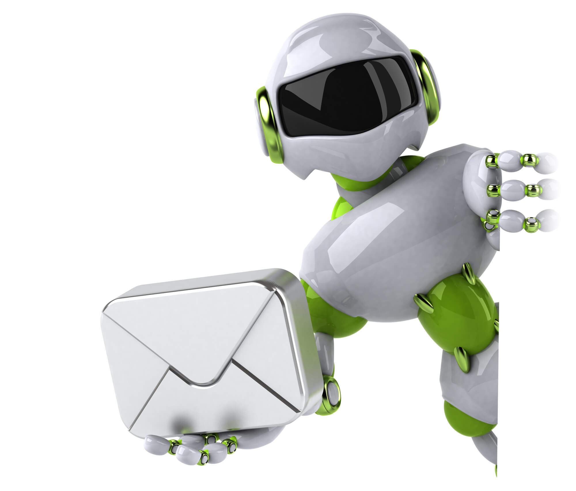 robot holding envelope that represents email