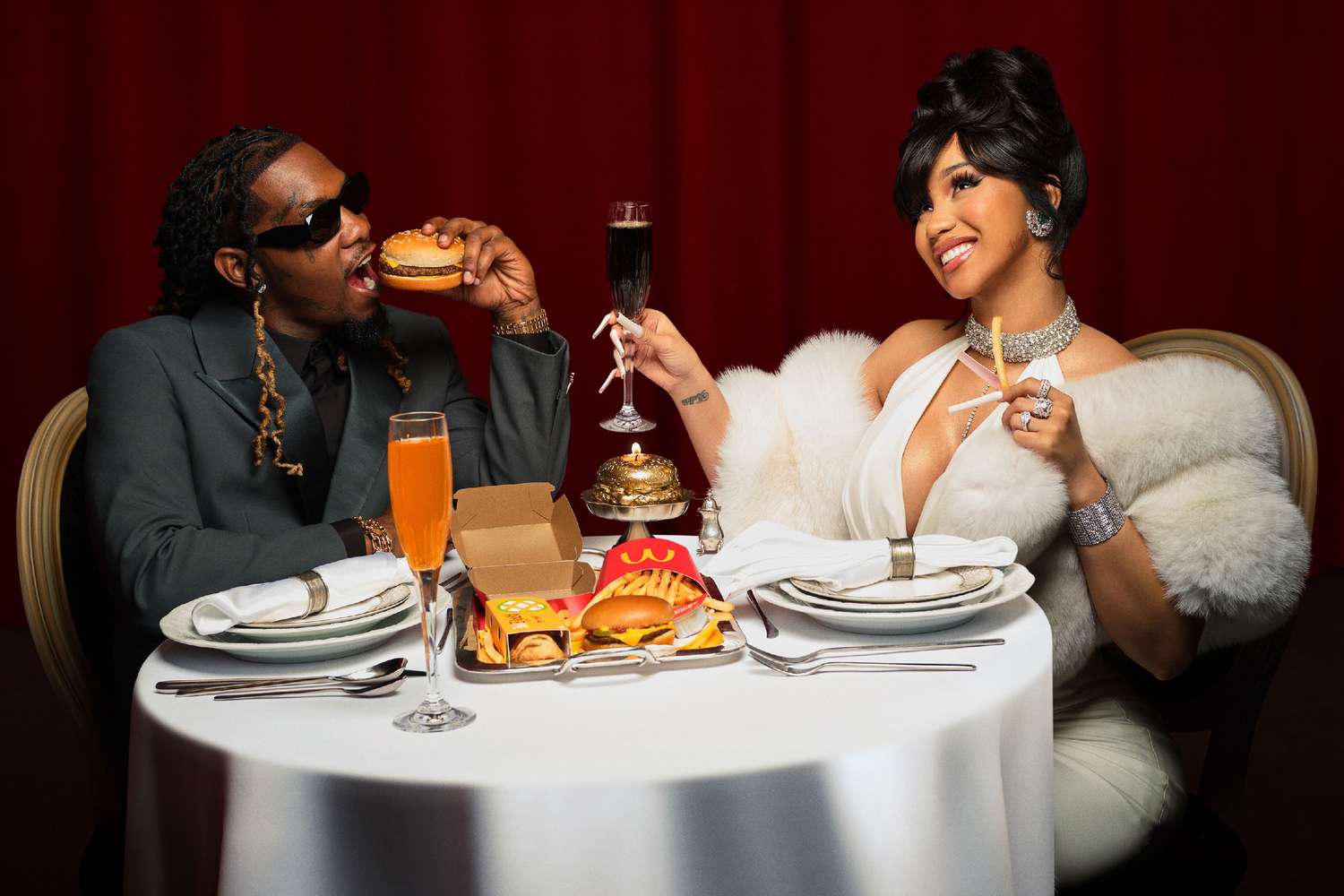 Cardi B and Offset eating their McDonald's celebrity meal