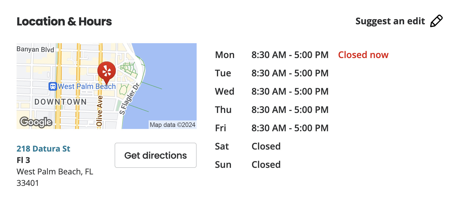sample company NAP (name, address, phone number)