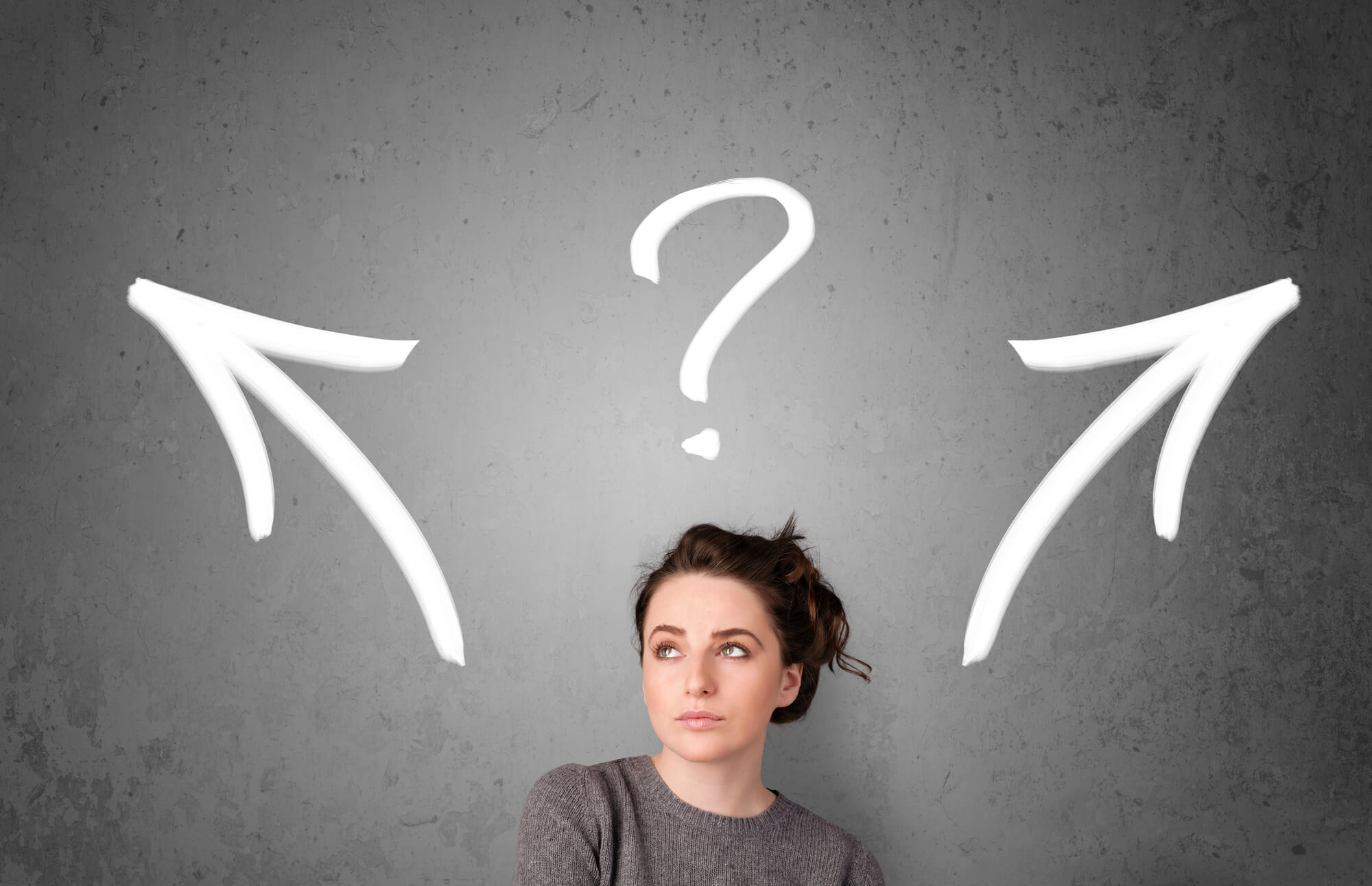 woman considering her options