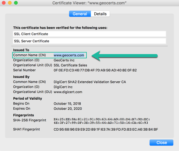 sample SSL certificate
