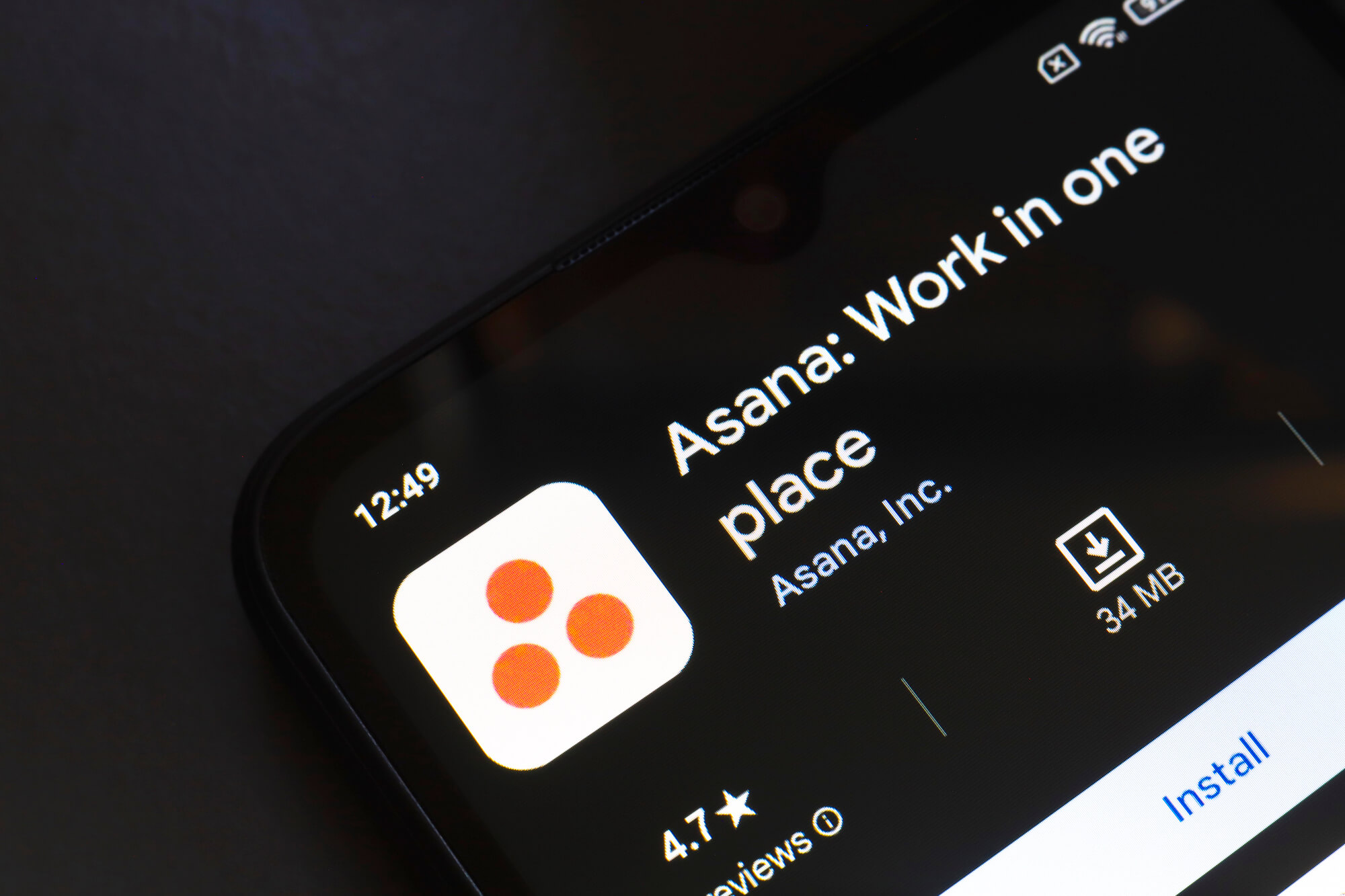 phone showing asana app