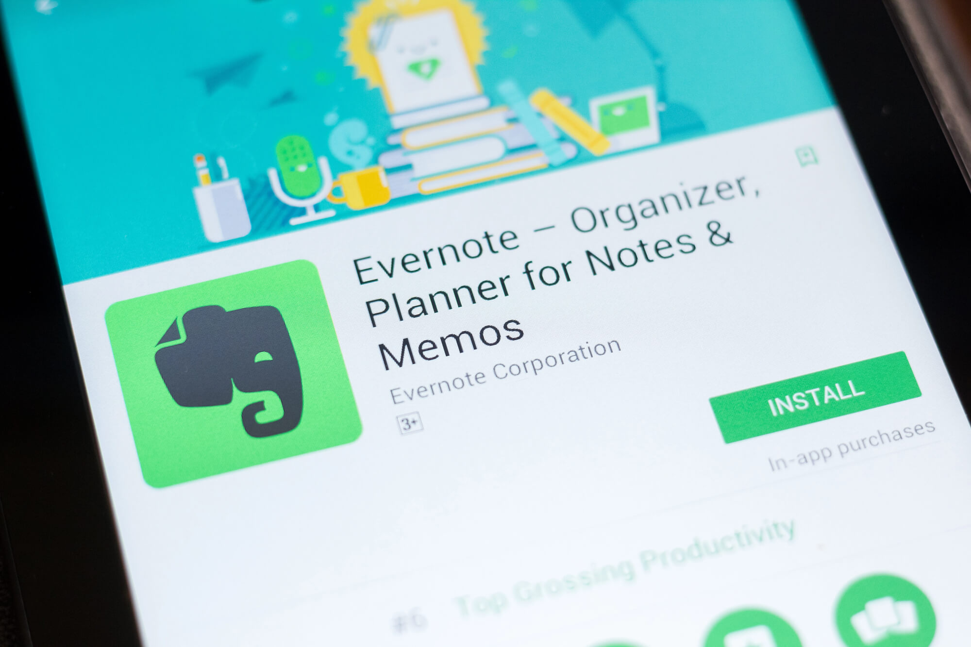 tablet showing evernote app
