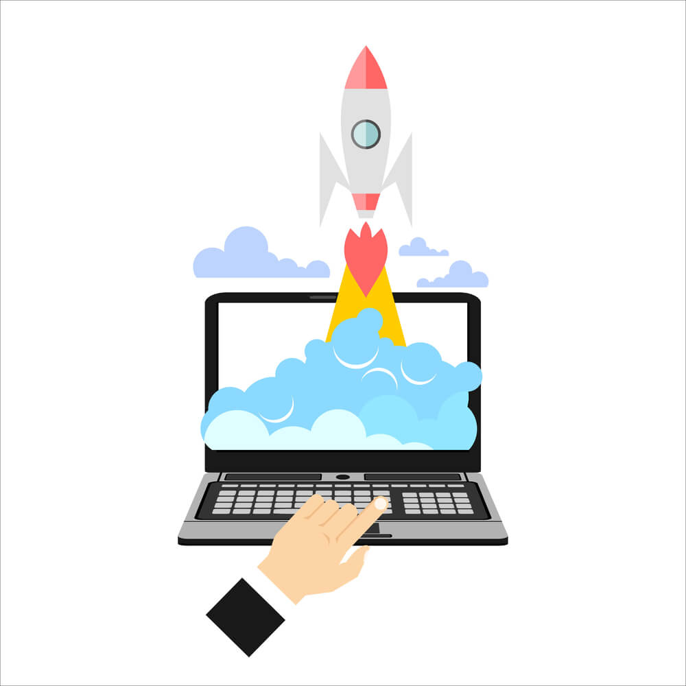 rocket launching out of computer florida digital marketing agency