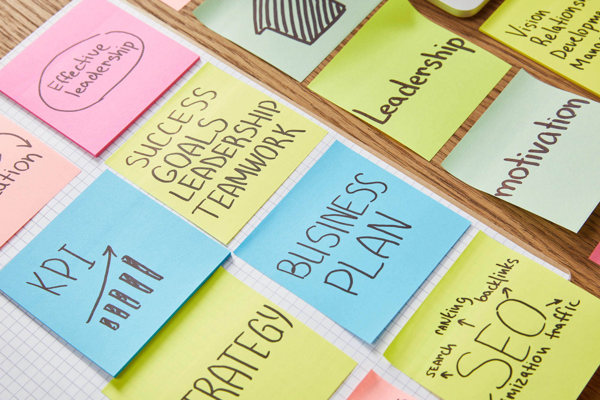 sticky notes with written goals