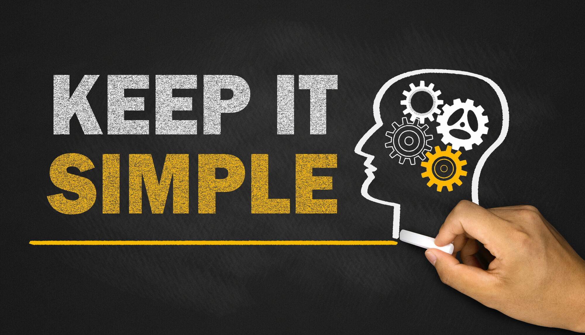 hand writing keep it simple on blackboard