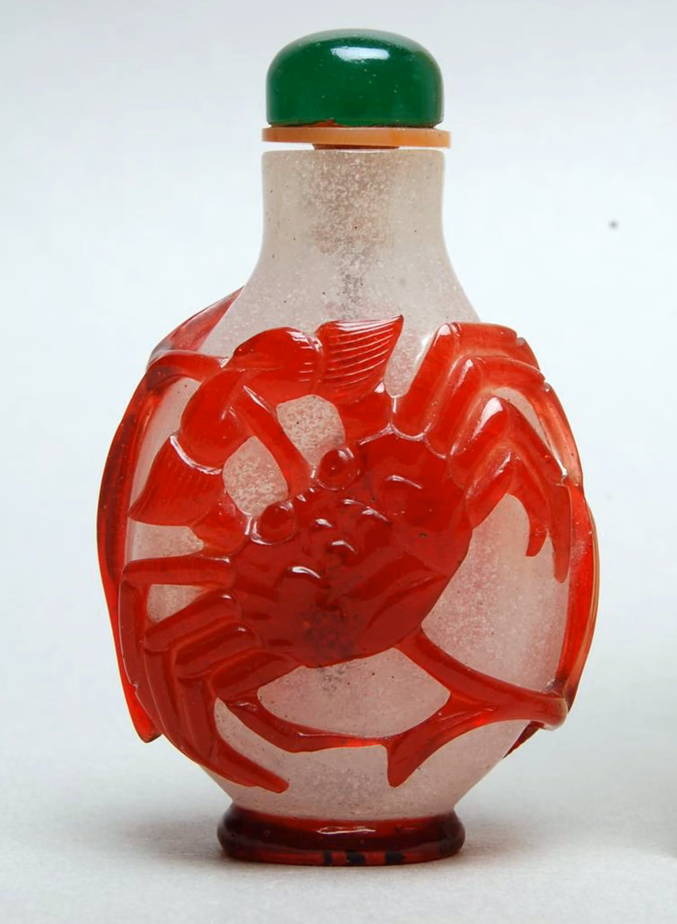Overlay glass with crabs and millet