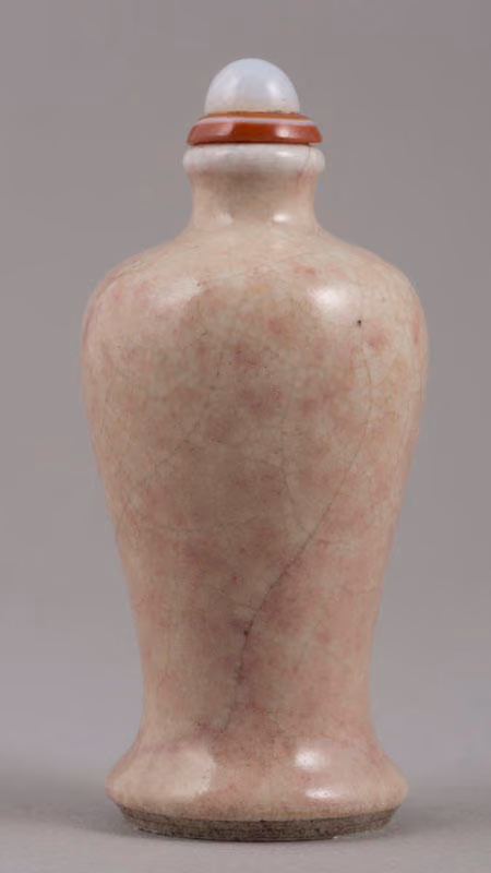 Rose pink crackle-glazed ceramic