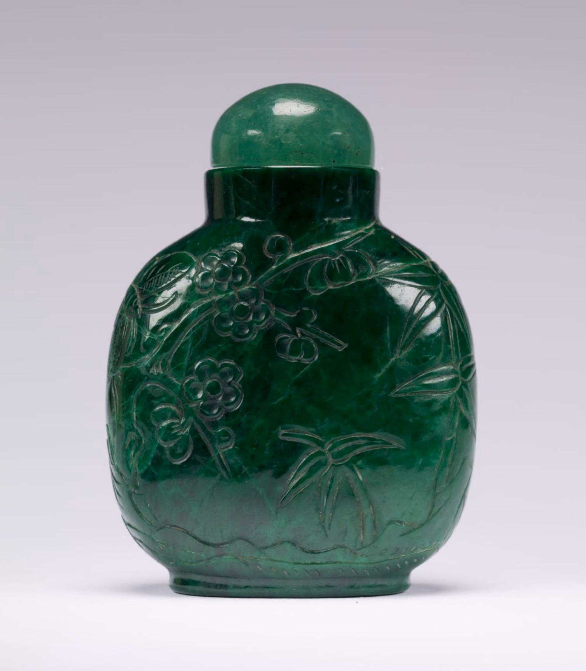 Jadeite carved with the Three Friends of Winter