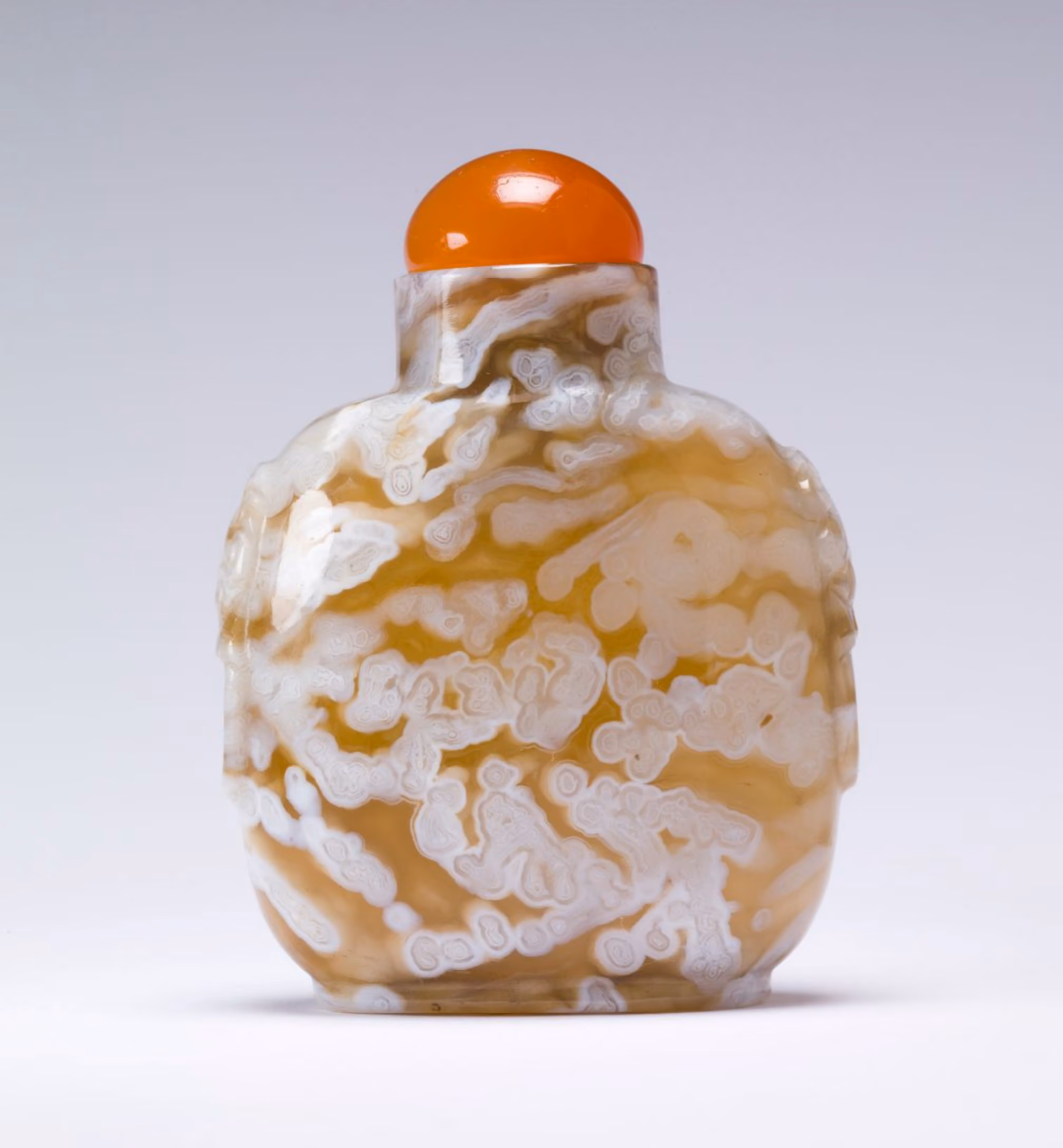 Macaroni agate with white inclusions