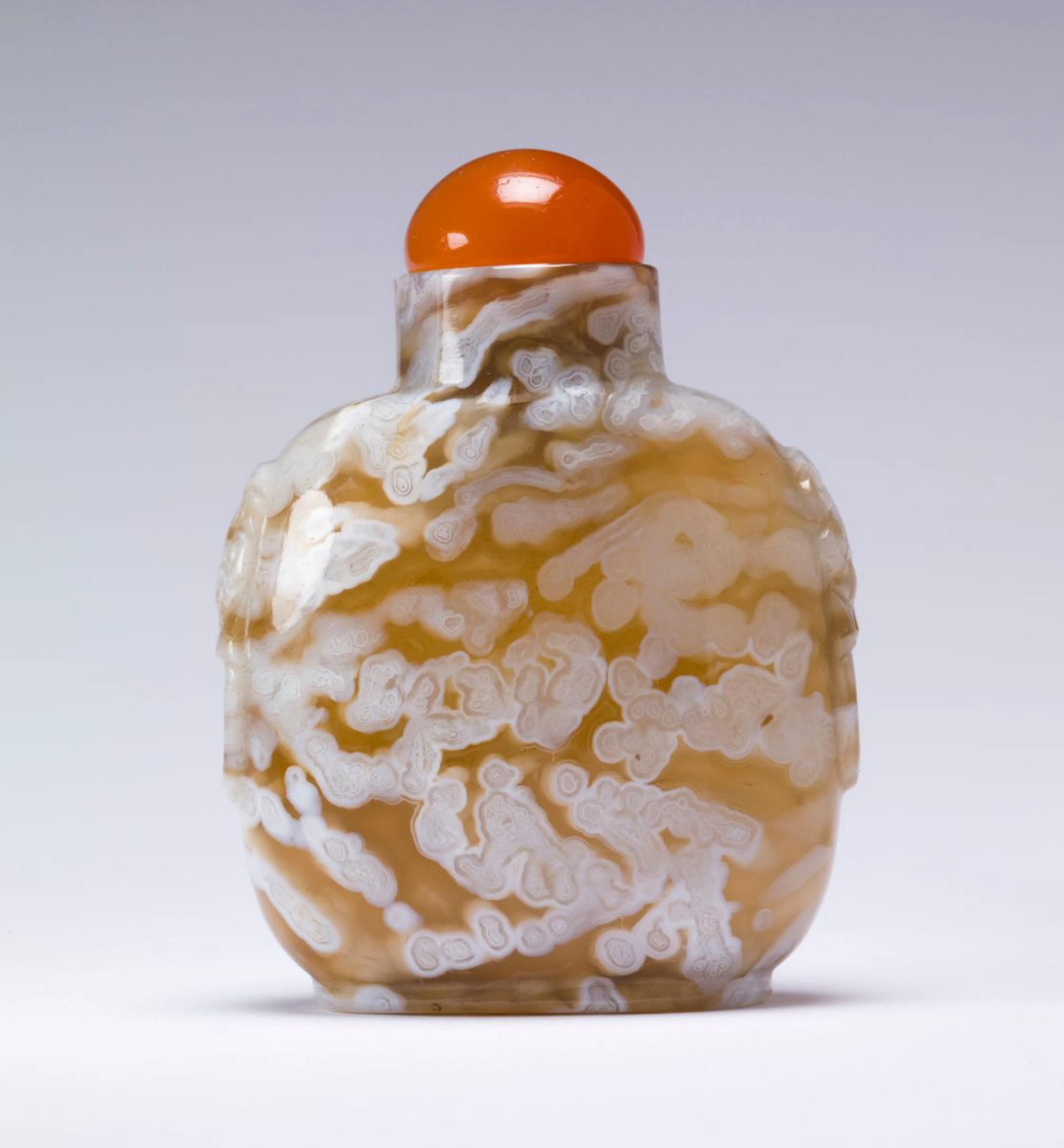 Macaroni agate with white inclusions