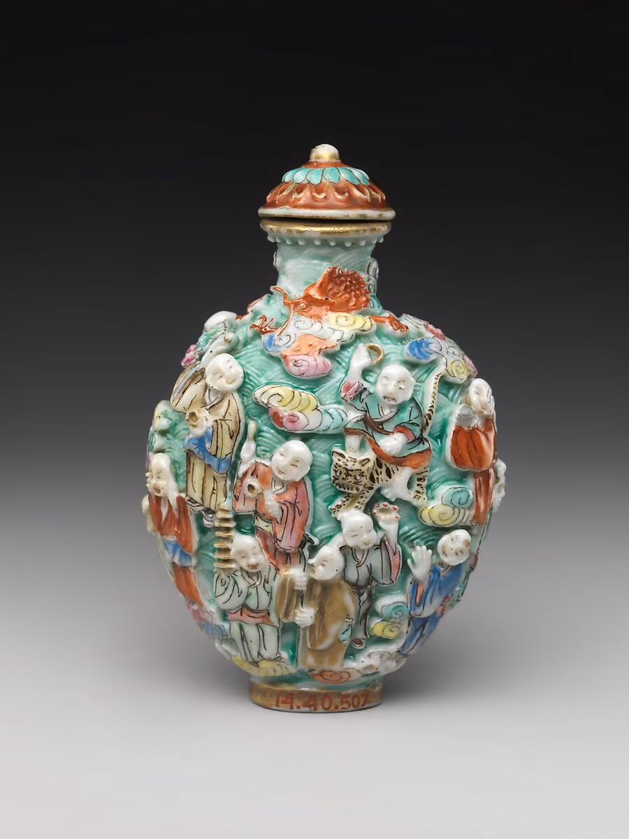 Soft-paste porcelain moulded with festival scene