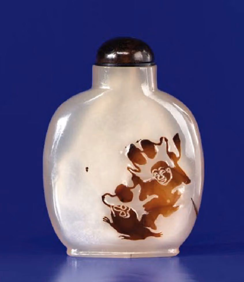 Shadow agate with Liuhai and toad
