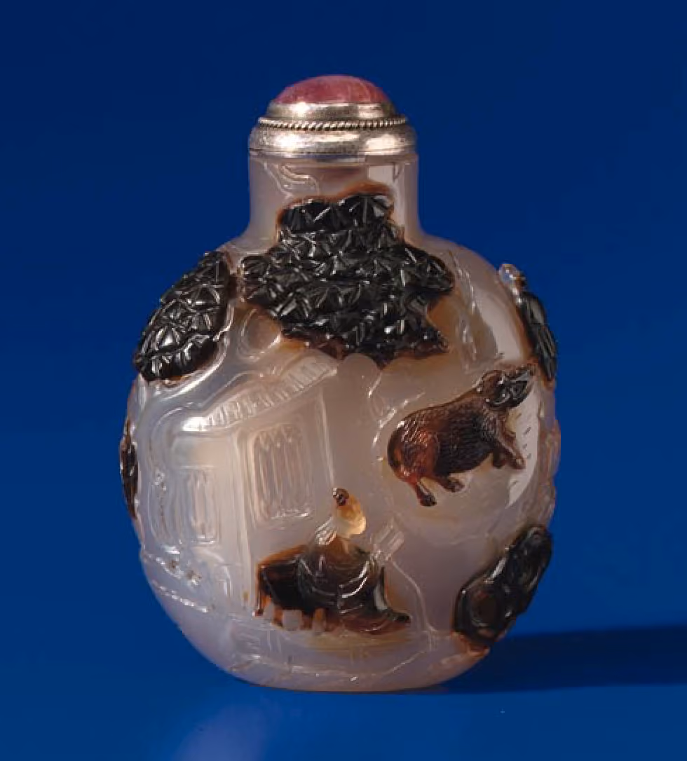 Suzhou agate carved with bucolic scene