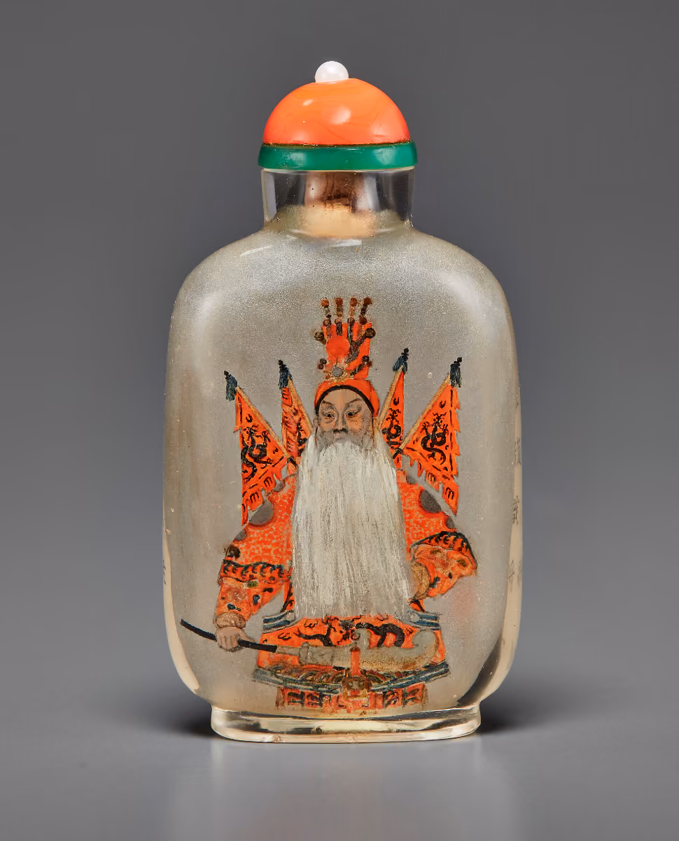 Inside-painted glass with portrait of Tan Xinpei as Huang Zhong