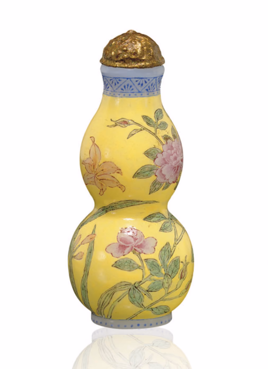 Imperial famille-rose enamelled glass in double gourd form