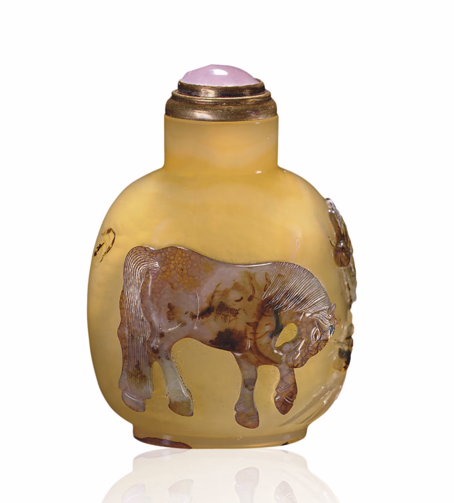Agate cameo with two horses in a landscape