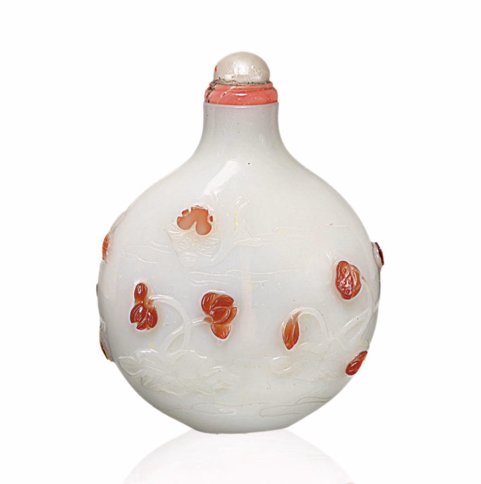 Red overlay on white glass with goldfish in a lotus pond