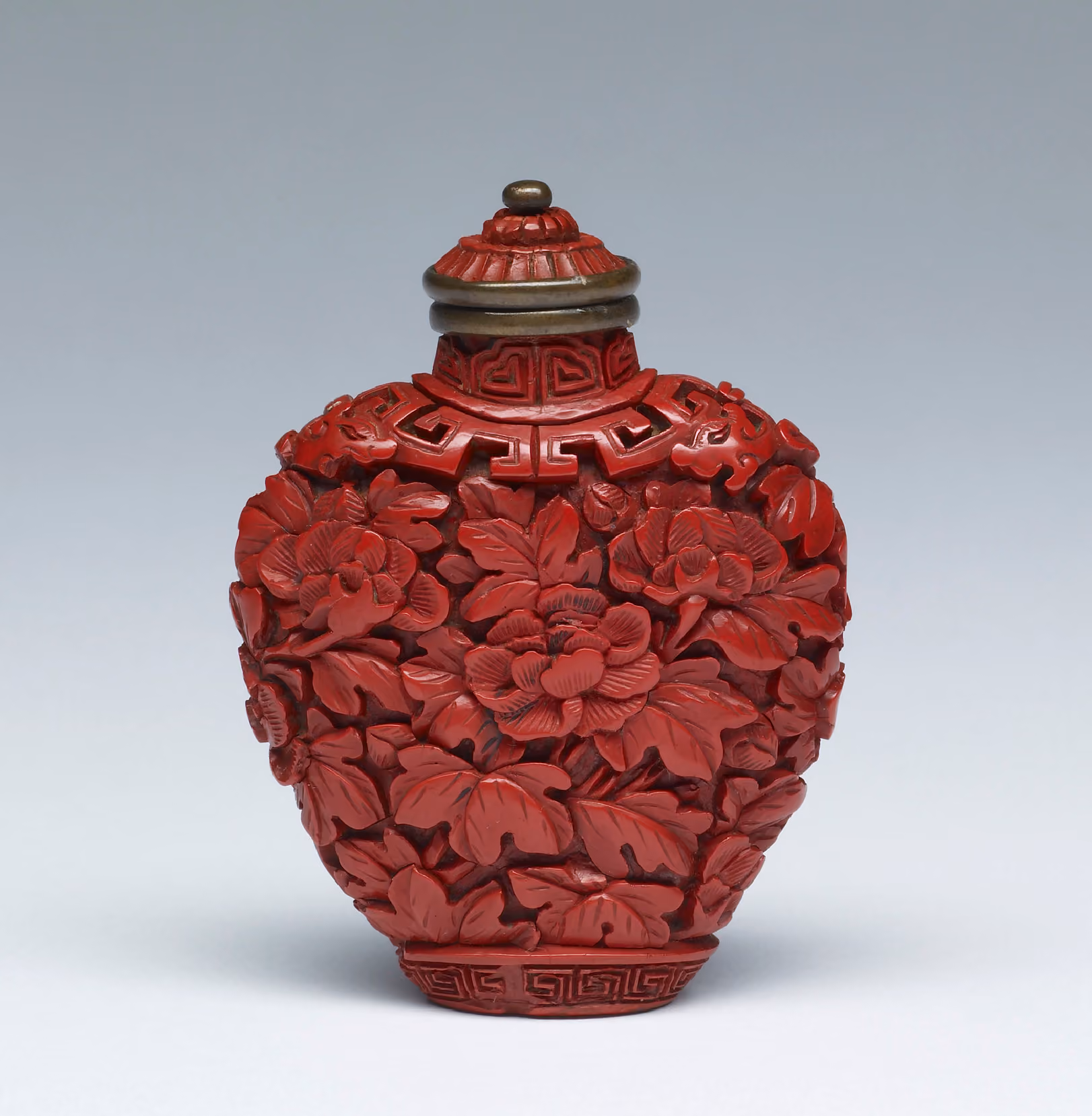Cinnabar lacquer with peonies