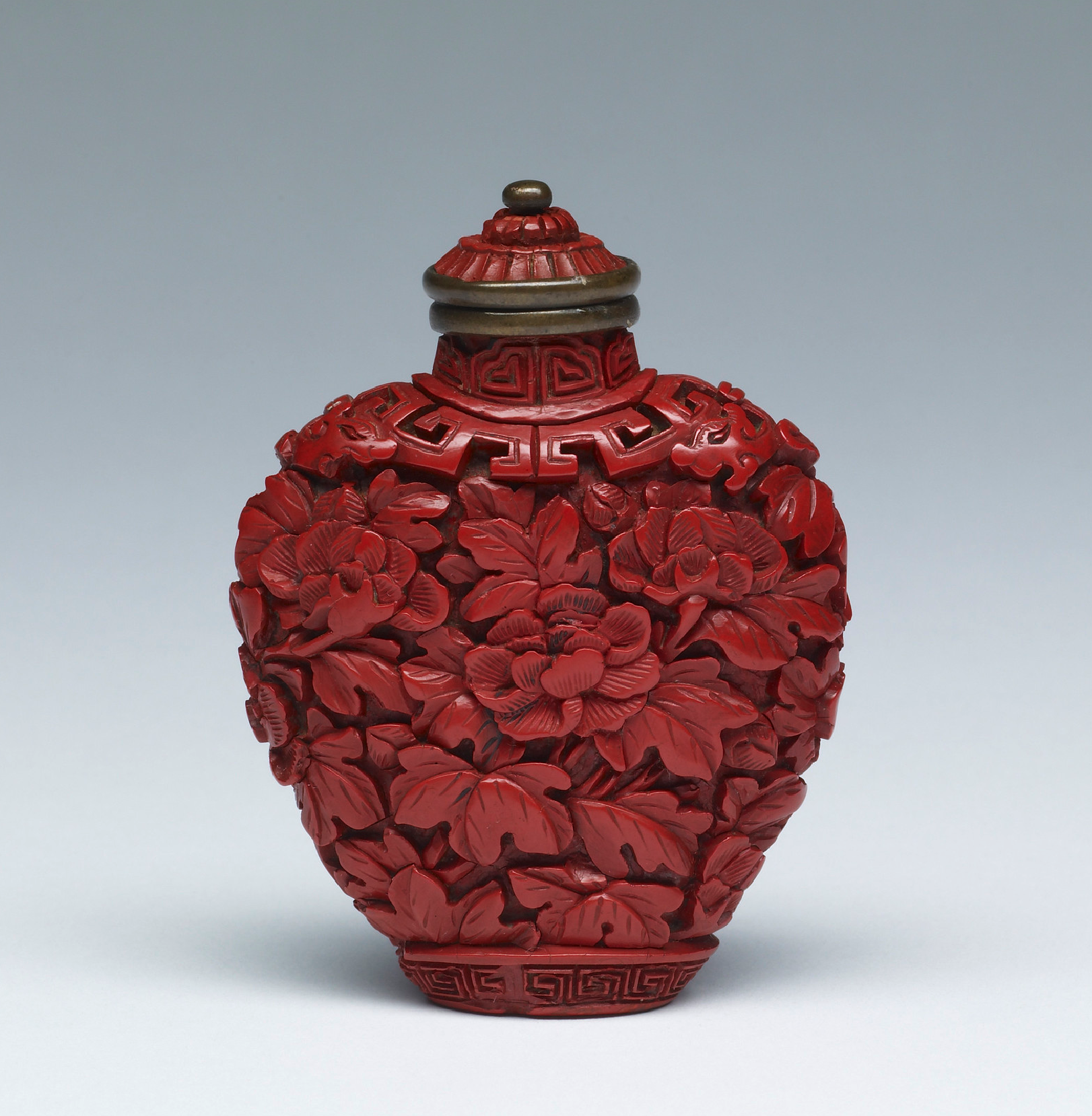 Cinnabar lacquer with peonies