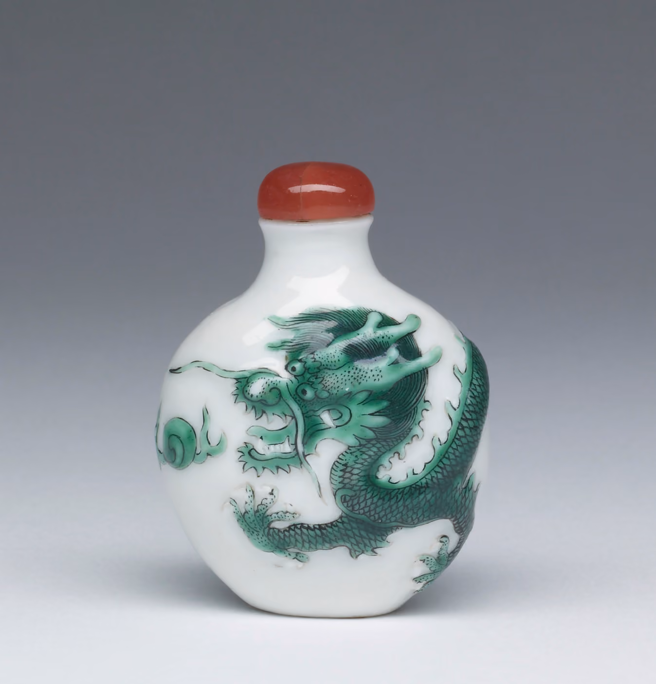 Porcelain with overglaze enamel dragon
