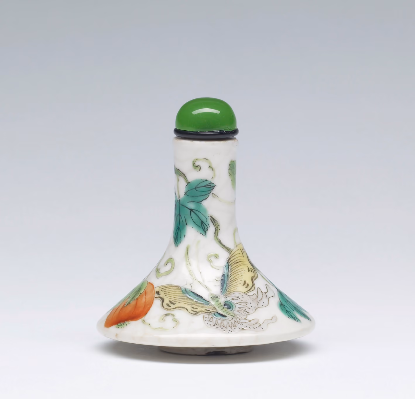 Enamelled porcelain with butterflies and melon vine